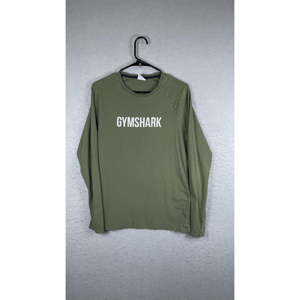 Gymshark‎ Shirt Mens Medium Green Long Sleeve Logo Athletic Training Top